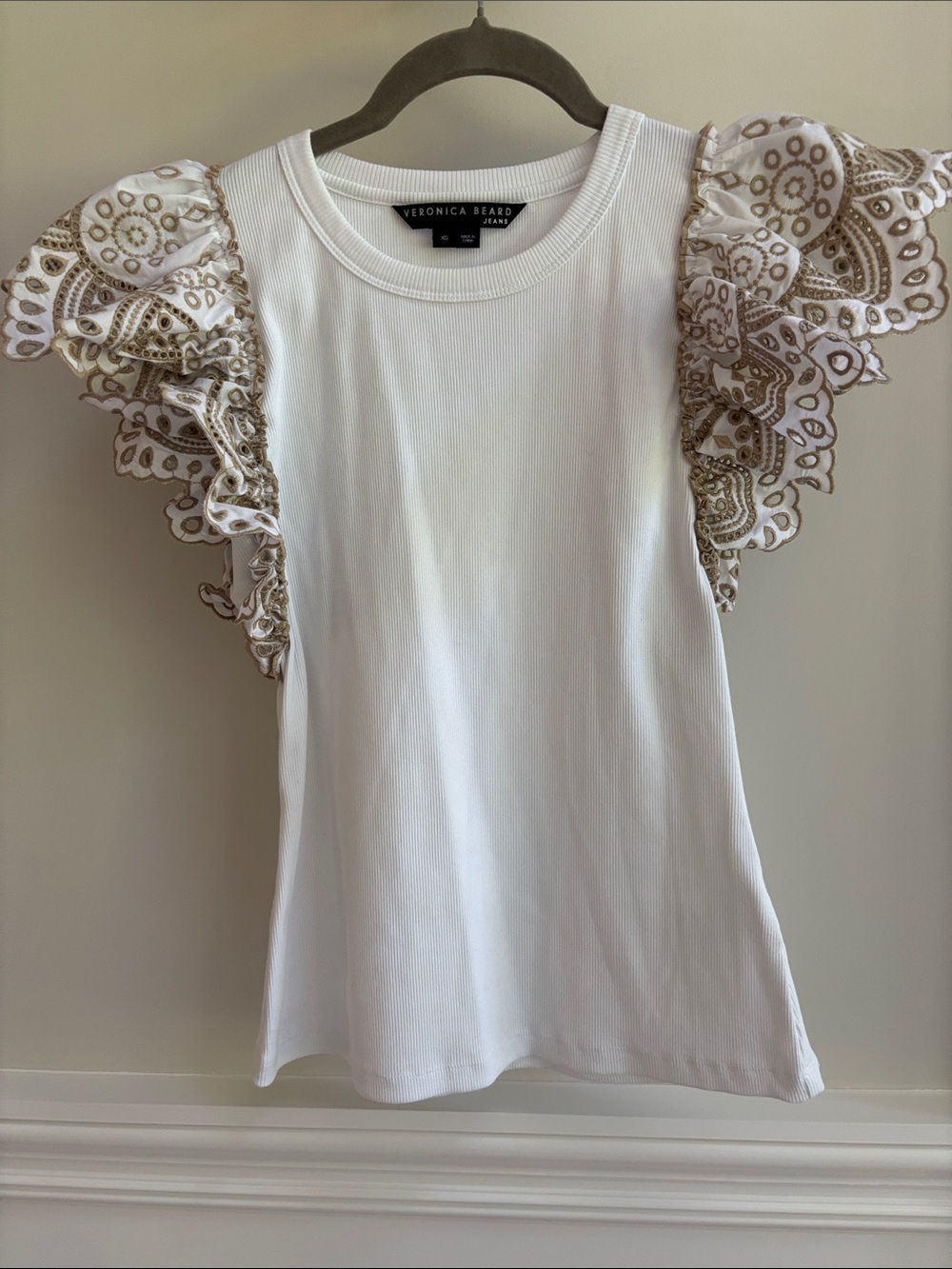Veronica Beard Julianka Eyelet Top Sz XS